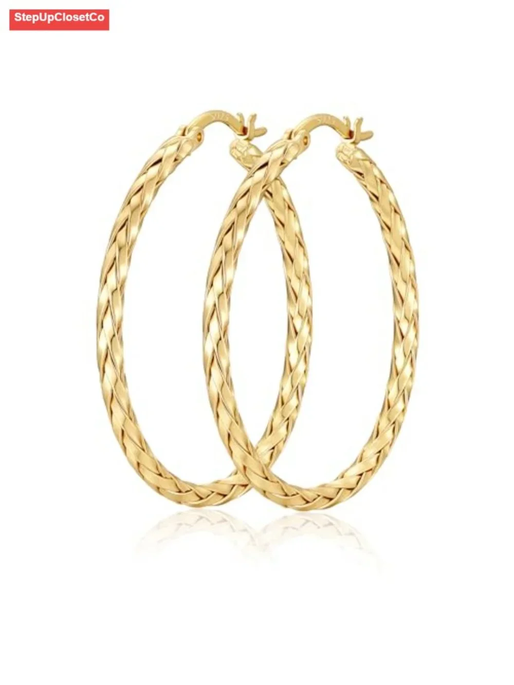 14K Gold Plated Twisted Hoop Earrings for Women Hypoallergenic 925 Sterling